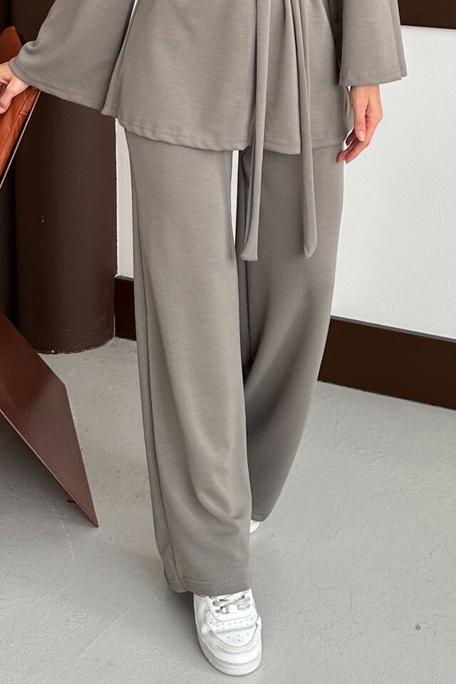 Balenbi Kadın Premium Modal Kumaş Kuşaklı Tunik Tesettür Takım 1138 XL - Vizon