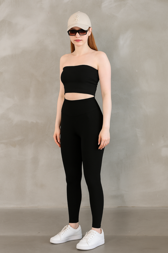 Feela Moda Premium Push Up Yüksel Bel Toparlayıcı Şardonlu Kışlık Tayt 2006 M - Siyah