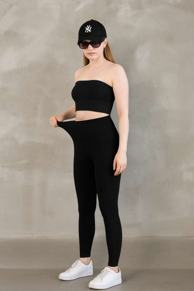 Feela Moda Premium Push Up Yüksel Bel Toparlayıcı Şardonlu Kışlık Tayt 2006 M - Siyah