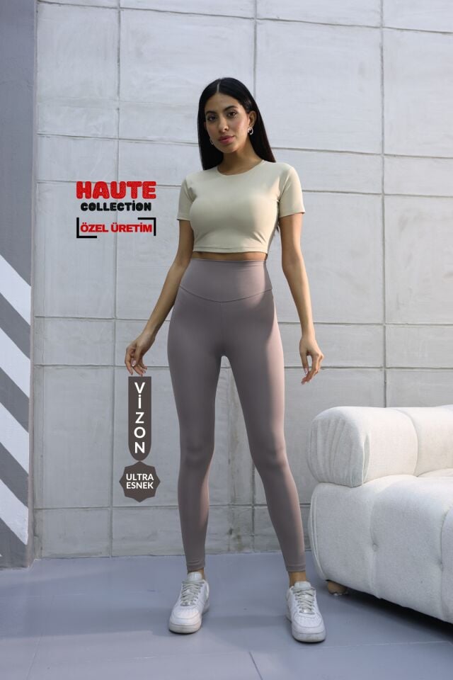 Balenbi Haute Kadın Yüksek Bel Incelten Toparlayıcı Modal Tayt 1058 XL - Vizon