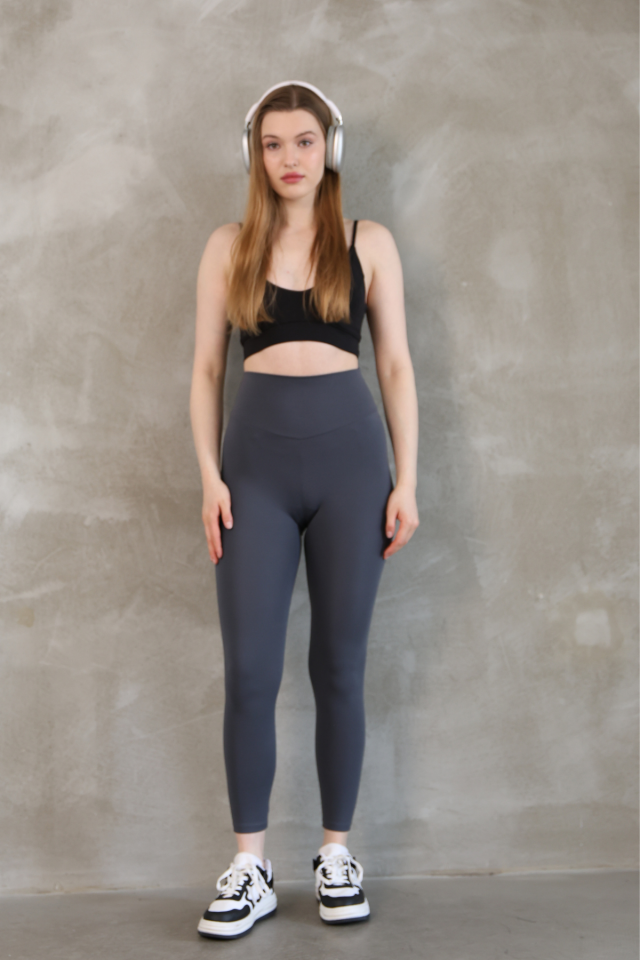 Feela Moda Premium Push Up Yüksel Bel Toparlayıcı Şardonlu Kışlık Tayt 2006 XL - Füme