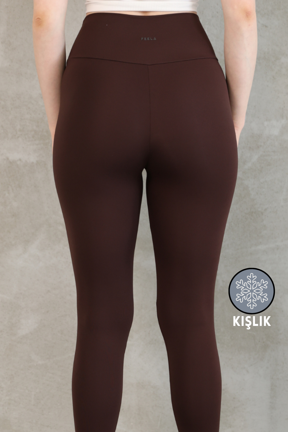 Feela Moda Premium Push Up Yüksel Bel Toparlayıcı Şardonlu Kışlık Tayt 2006 XL - Kahverengi