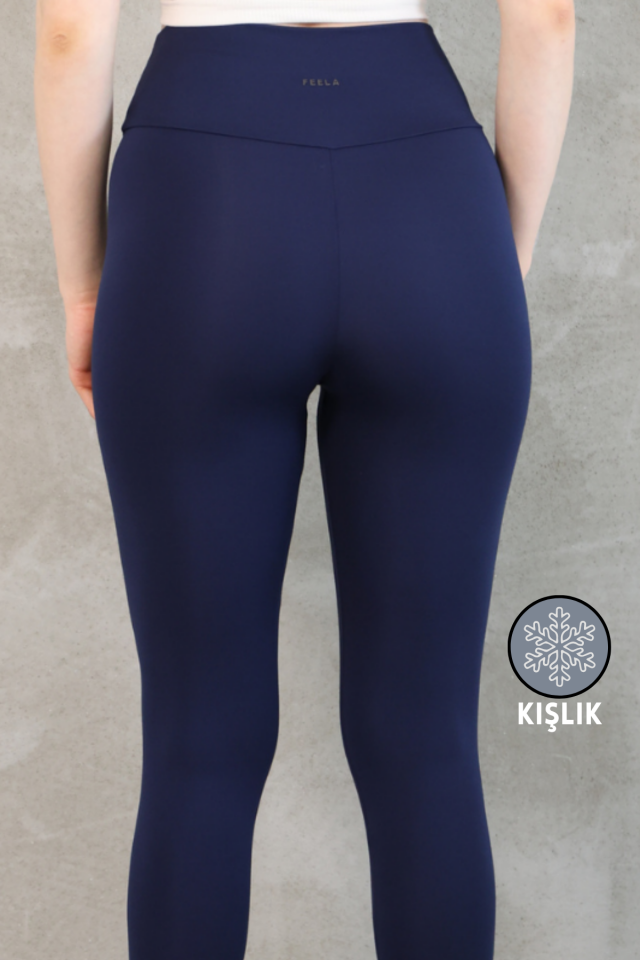 Feela Moda Premium Push Up Yüksel Bel Toparlayıcı Şardonlu Kışlık Tayt 2006 XL - Lacivert