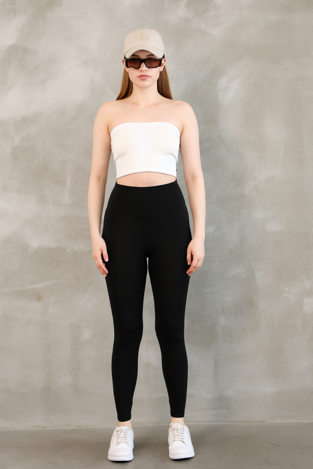 Feela Moda Premium Push Up Yüksel Bel Toparlayıcı Şardonlu Kışlık Tayt 2006 XL - Siyah