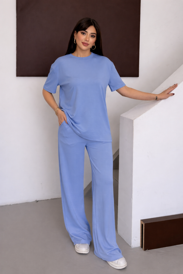 Balenbi Kadın Modal Kumaş Kısa Kollu Eşofman Takımı 1098 XL - Mavi