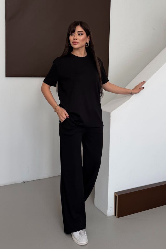 Balenbi Kadın Modal Kumaş Kısa Kollu Eşofman Takımı 1098 Siyah - XL