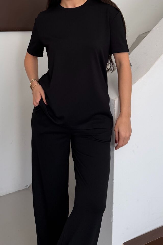 Balenbi Kadın Modal Kumaş Kısa Kollu Eşofman Takımı 1098 Siyah - XL
