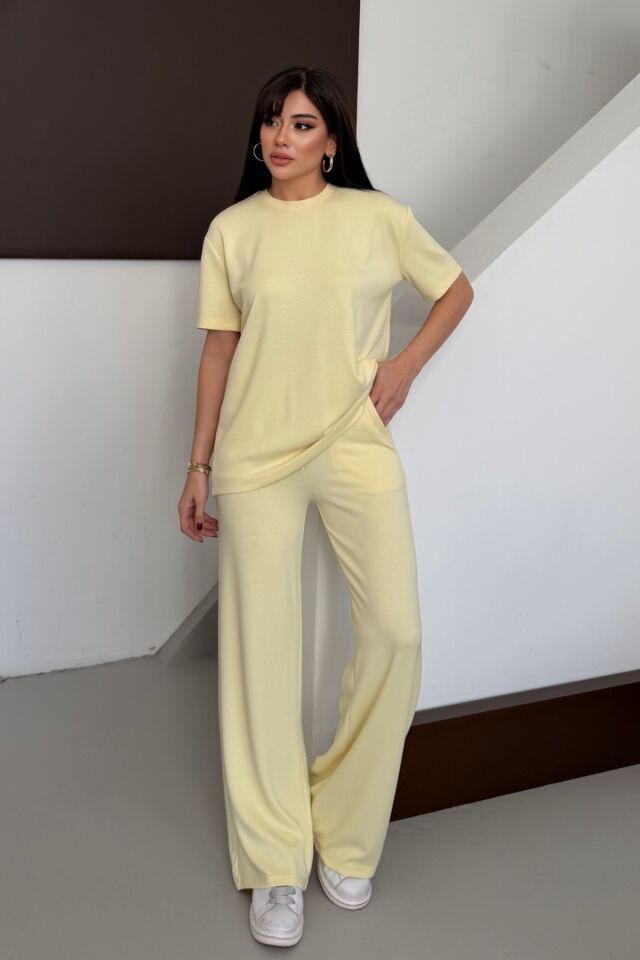 Balenbi Kadın Modal Kumaş Kısa Kollu Eşofman Takımı 1098 Sarı - L