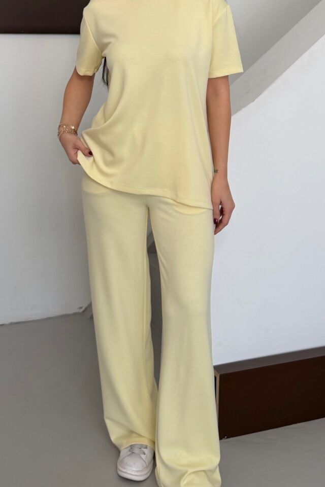 Balenbi Kadın Modal Kumaş Kısa Kollu Eşofman Takımı 1098 Sarı - L