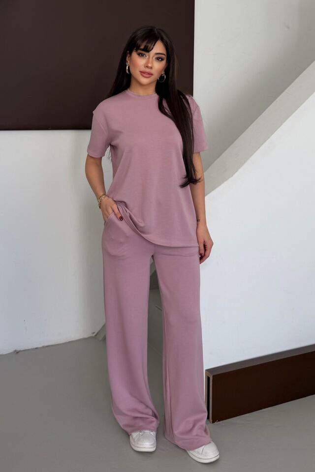 Balenbi Kadın Modal Kumaş Kısa Kollu Eşofman Takımı 1098 Pudra - L