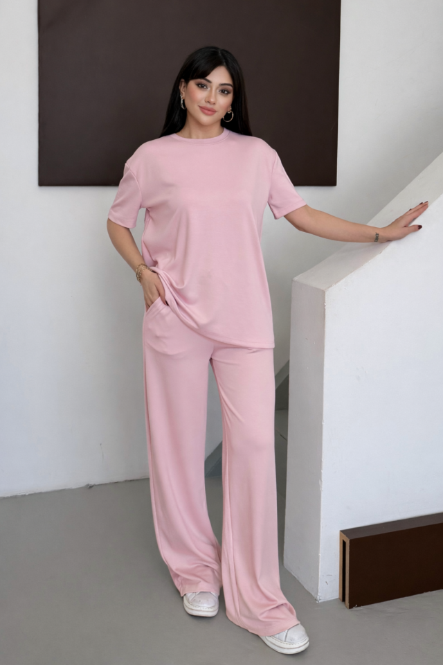 Balenbi Kadın Modal Kumaş Kısa Kollu Eşofman Takımı 1098 XL - Pembe