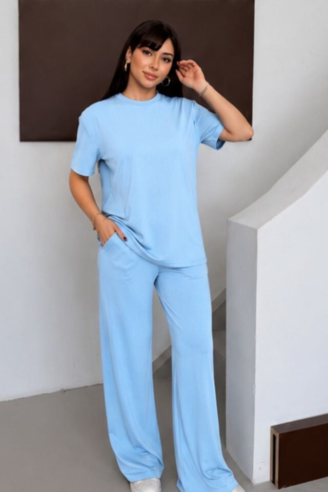 Balenbi Kadın Modal Kumaş Kısa Kollu Eşofman Takımı 1098 XL - Açık Mavi