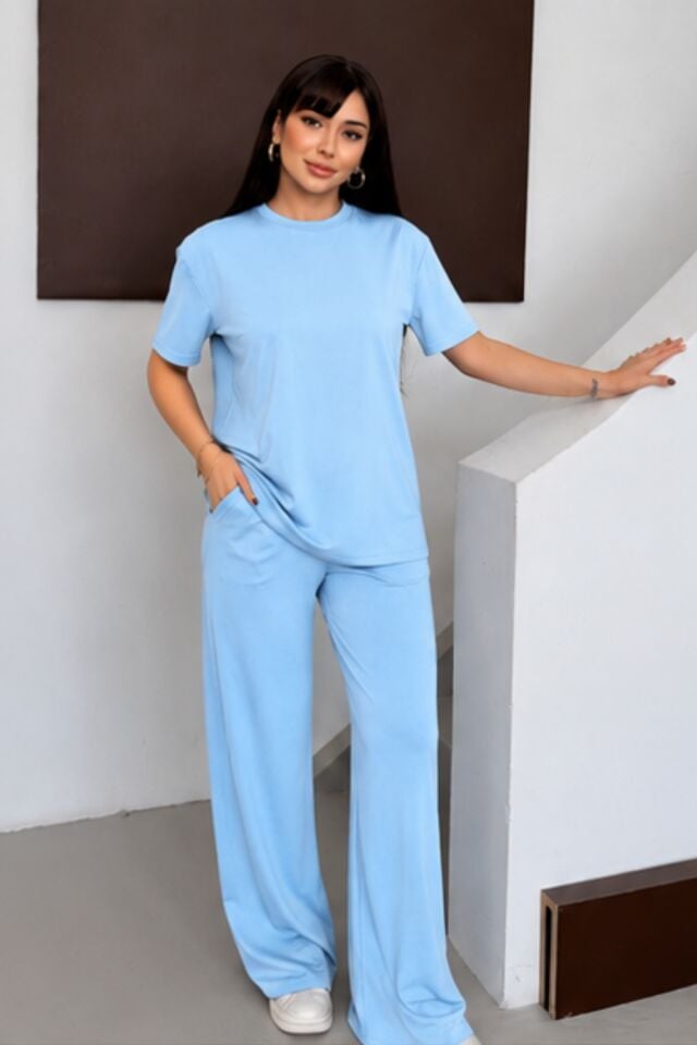 Balenbi Kadın Modal Kumaş Kısa Kollu Eşofman Takımı 1098 XL - Açık Mavi