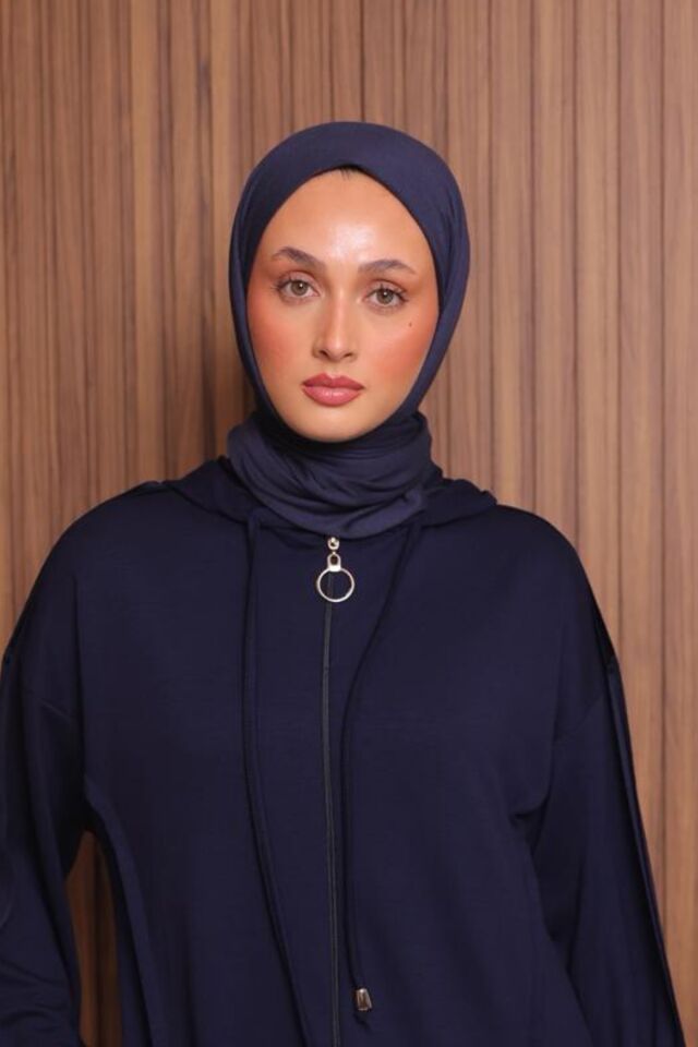 Balenbi Kadın Modal Kumaş Oversize Kapüşonlu Tesettür Takım 1132 XL - Lacivert