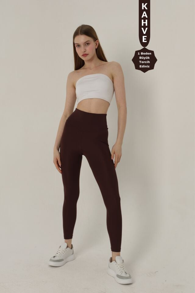 Balenbi Kadın Yüksek Bel Incelten Toparlayıcı Dalgıç Tayt 1051 S - Kahverengi