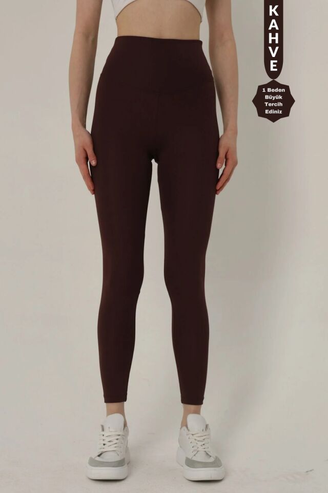 Balenbi Kadın Yüksek Bel Incelten Toparlayıcı Dalgıç Tayt 1051 S - Kahverengi