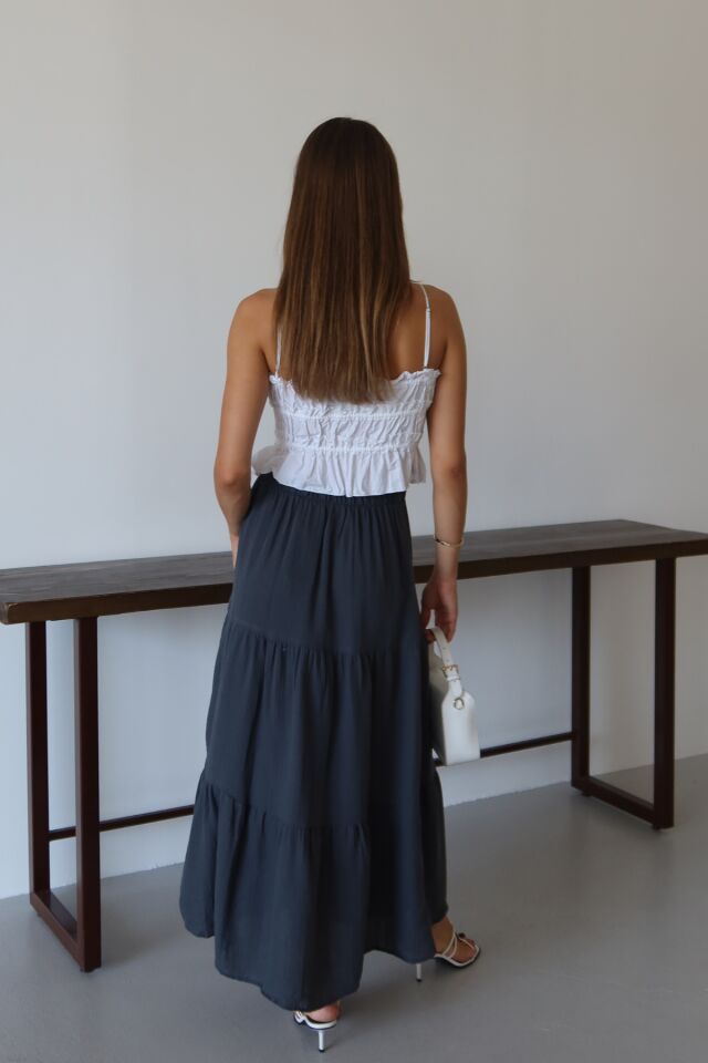 Balenbi Kadın Basic Beli Bağcıklı Müslin Etek 1104 40 - Antrasit