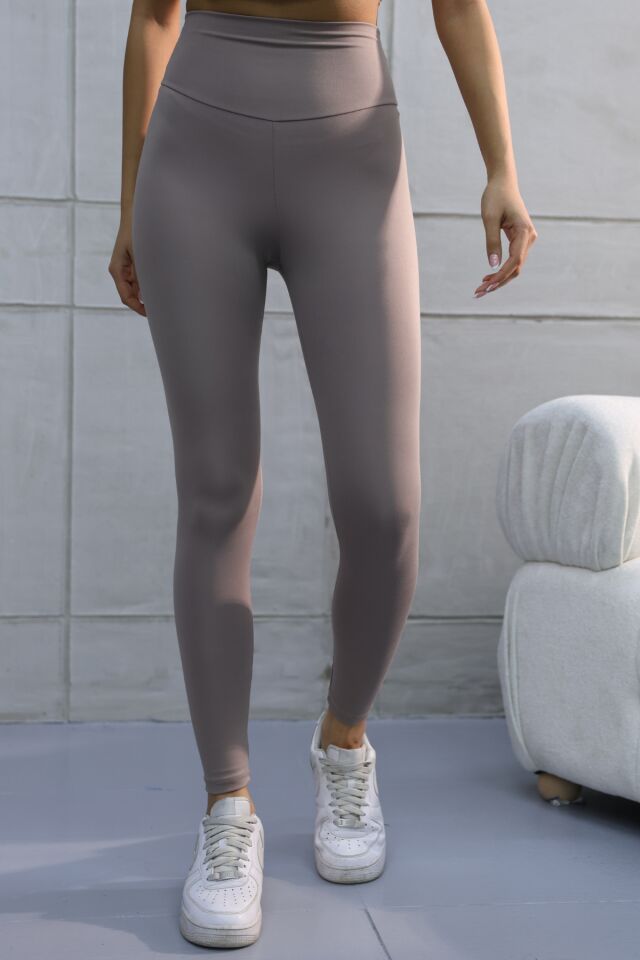 Balenbi Premium Kadın Yüksek Bel İçi Polarlı Toparlayıcı Kışlık Tayt 1093 Vizon - XL