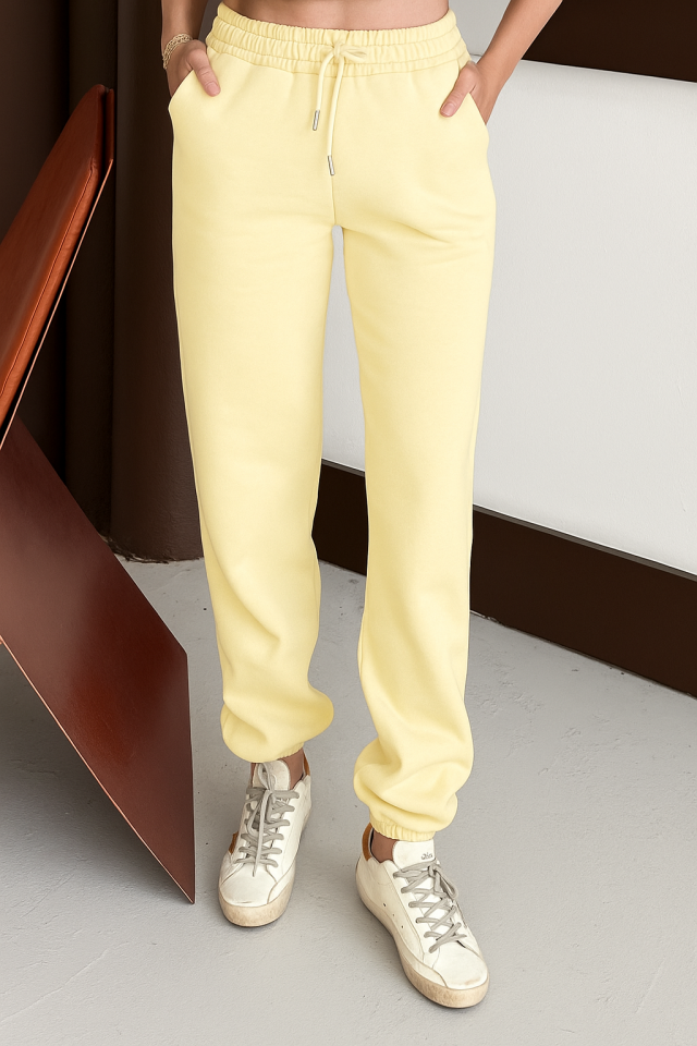 Balenbi Kadın Yüksek Bel Kışlık içi Polarlı Kalın Eşofman Altı 1091 L - Sarı