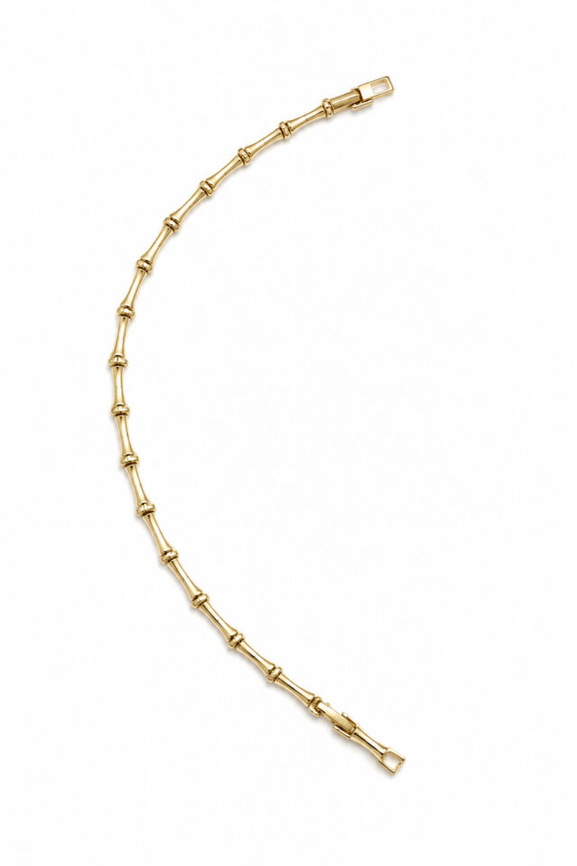 Balenbi Jewelry 14K Gold Paslanmaz Çelik Bambu Zincir Kadın Bileklik Şık Minimal Tasarım 1241 Altın