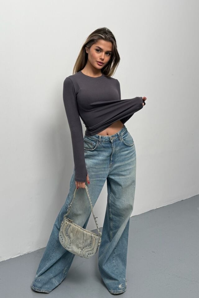 Balenbi Kadın Buzzy Parmak Geçmeli Bisiklet Yaka Basic Body 1130 XL - Antrasit