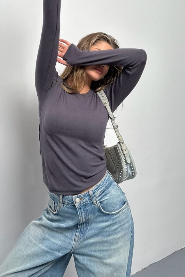 Balenbi Kadın Buzzy Parmak Geçmeli Bisiklet Yaka Basic Body 1130 Antrasit - XL