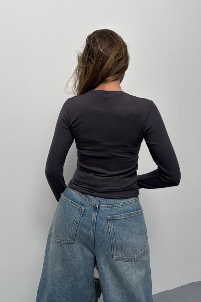 Balenbi Kadın Buzzy Parmak Geçmeli Bisiklet Yaka Basic Body 1130 XL - Antrasit