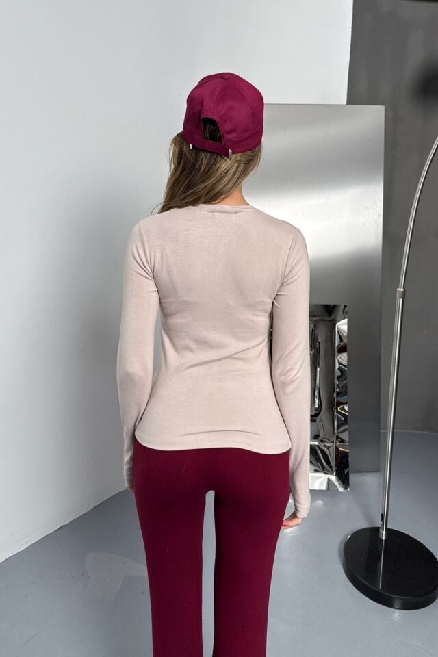 Balenbi Kadın Buzzy Parmak Geçmeli Bisiklet Yaka Basic Body 1130 XL - Bej