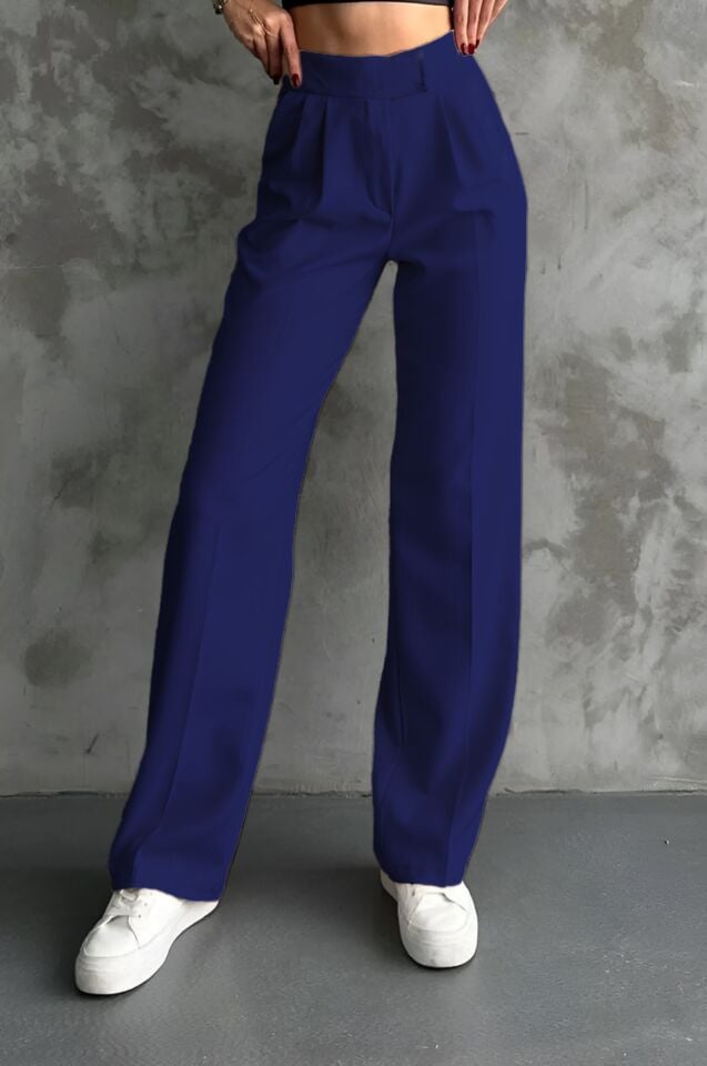 Balenbi Kadın Double Krep Likralı Cırt Kapama Palazzo Pantolon 1103 44 - Lacivert