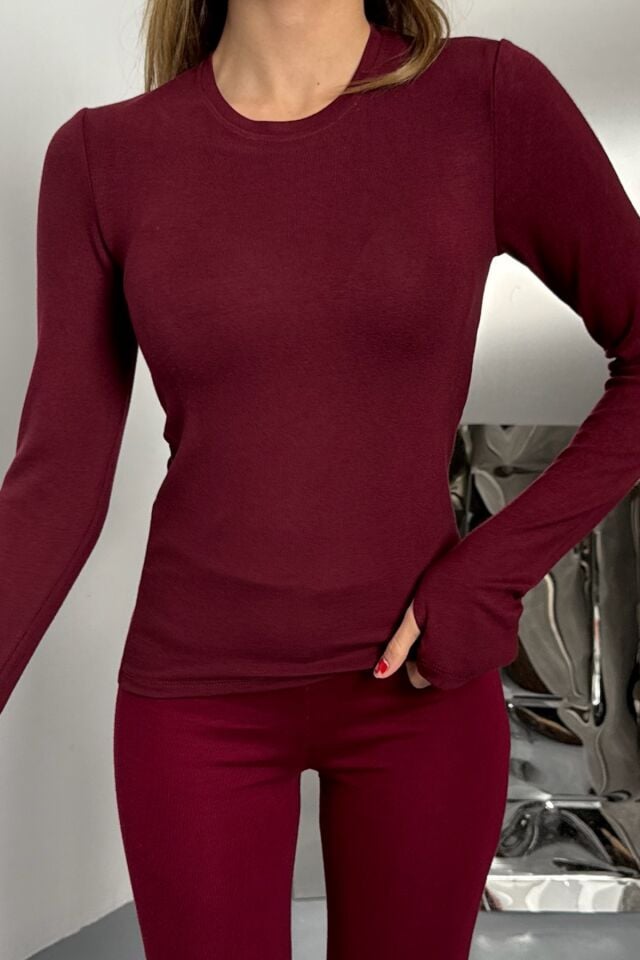 Balenbi Kadın Buzzy Parmak Geçmeli Bisiklet Yaka Basic Body 1130 Bordo - XL