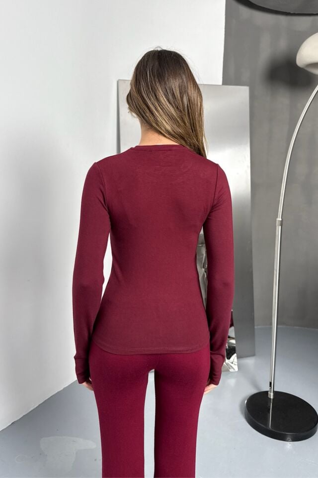 Balenbi Kadın Buzzy Parmak Geçmeli Bisiklet Yaka Basic Body 1130 XL - Bordo