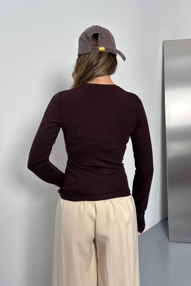 Balenbi Kadın Buzzy Parmak Geçmeli Bisiklet Yaka Basic Body 1130 XL - Kahverengi