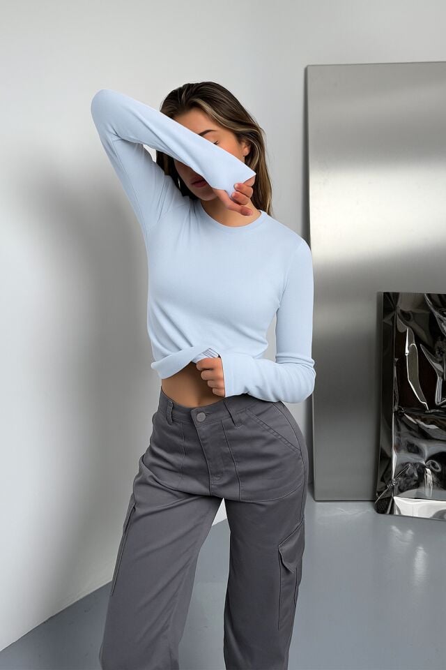 Balenbi Kadın Buzzy Parmak Geçmeli Bisiklet Yaka Basic Body 1130 XL - Mavi