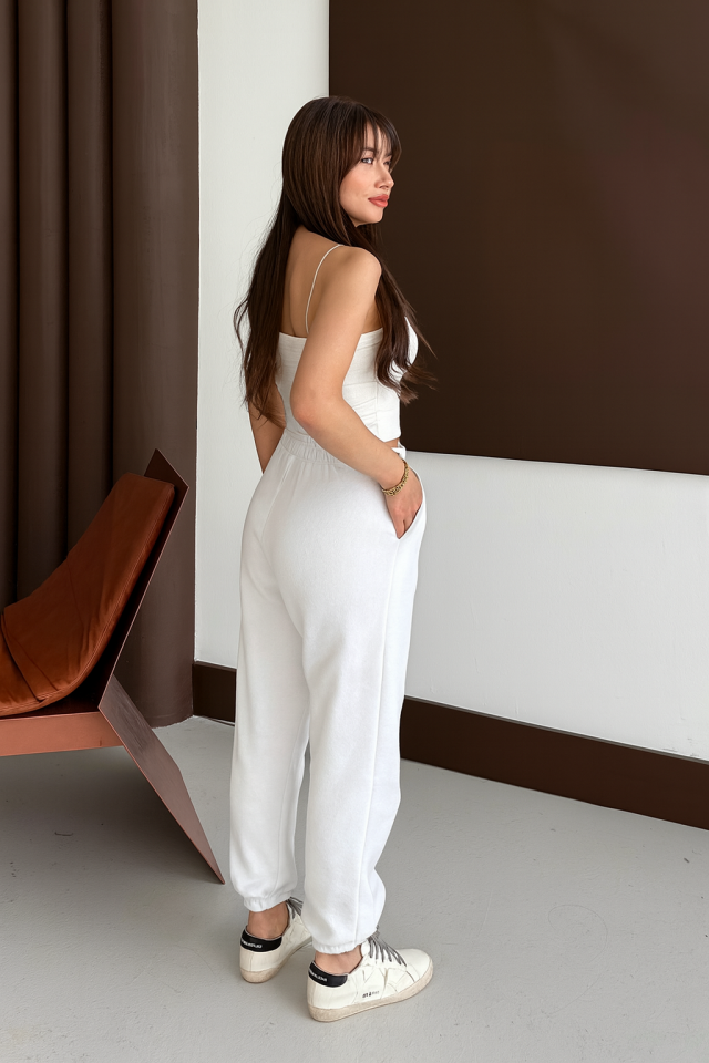 Balenbi Kadın Yüksek Bel Kışlık içi Polarlı Kalın Eşofman Altı 1091 XL - Ekru