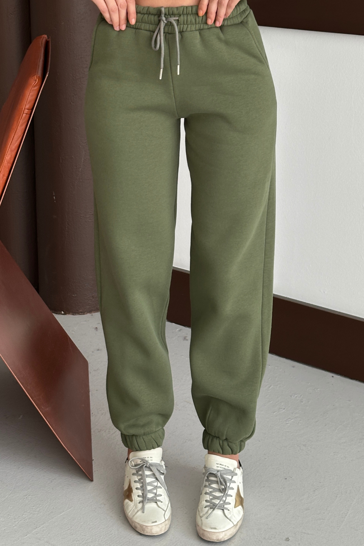 Balenbi Kadın Yüksek Bel Kışlık içi Polarlı Kalın Eşofman Altı 1091 XL - Haki