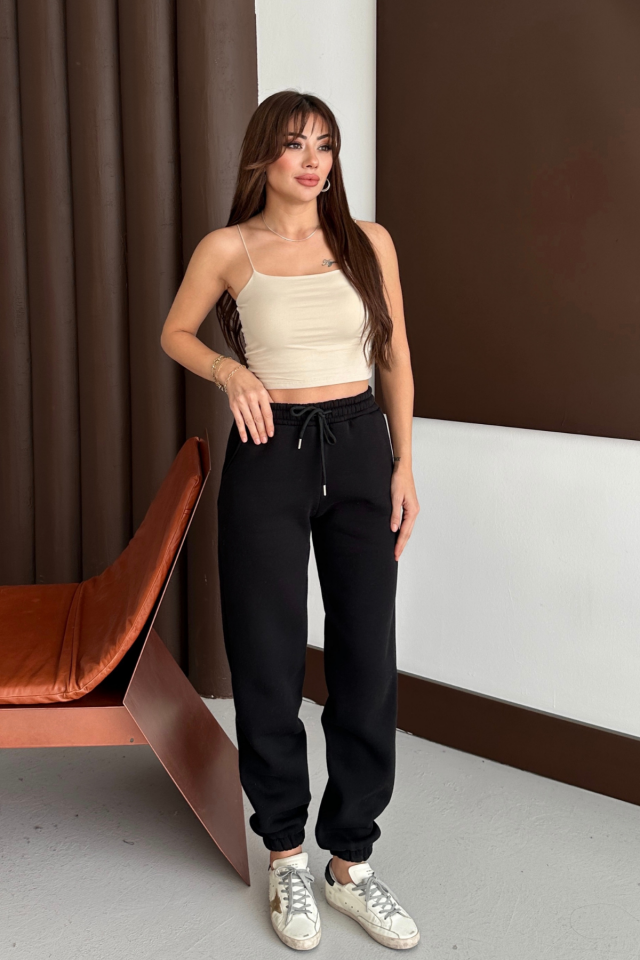 Balenbi Kadın Yüksek Bel Kışlık içi Polarlı Kalın Eşofman Altı 1091 XL - Siyah