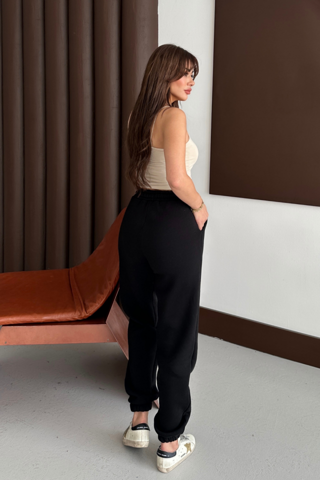 Balenbi Kadın Yüksek Bel Kışlık içi Polarlı Kalın Eşofman Altı 1091 XL - Siyah