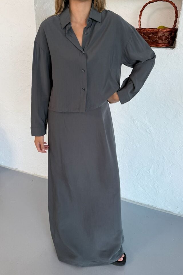 Feela Moda Kadın Modal Dokuma Ayarlanabilir Askılı Bolerolu Elbise Takım 2018 S - Antrasit