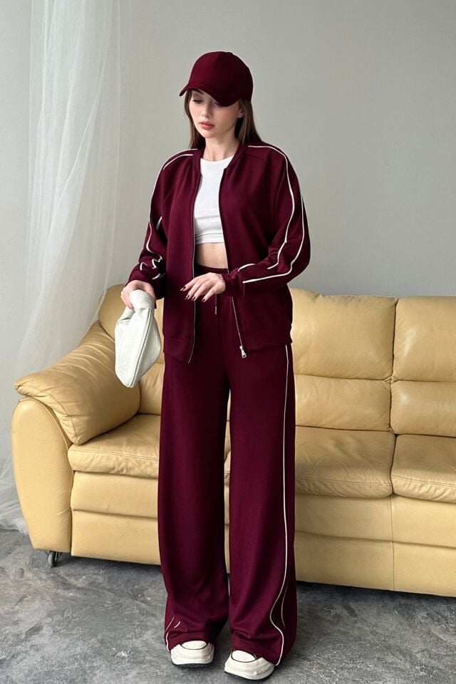 Balenbi Kadın Modal Kumaş Çift Biyeli Fermuarlı Takım 1127 S - Bordo