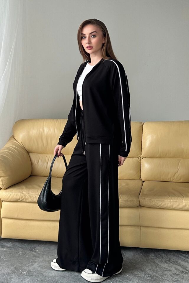 Balenbi Kadın Modal Kumaş Çift Biyeli Fermuarlı Takım 1127 S - Siyah