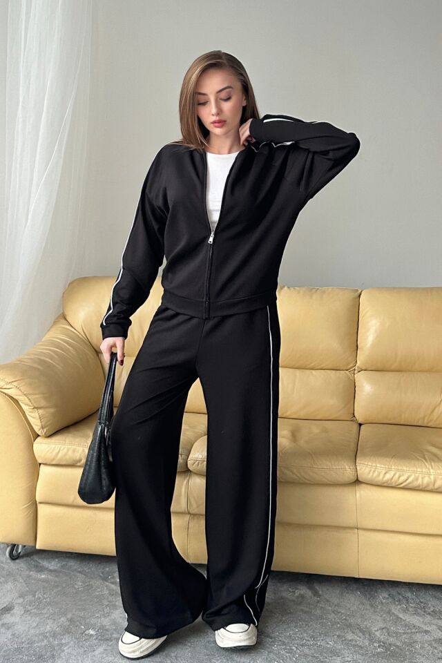 Balenbi Kadın Modal Kumaş Çift Biyeli Fermuarlı Takım 1127 S - Siyah