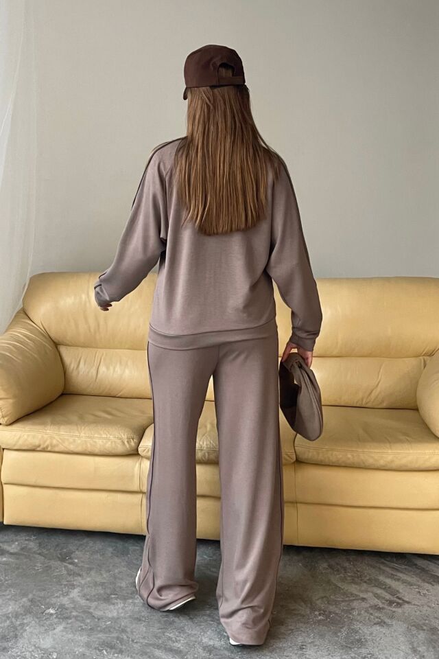 Balenbi Kadın Modal Kumaş Çift Biyeli Fermuarlı Takım 1127 S - Vizon