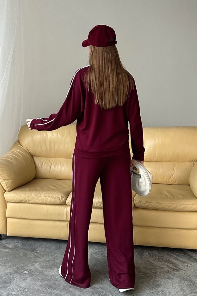 Balenbi Kadın Modal Kumaş Çift Biyeli Fermuarlı Takım 1127 XL - Bordo