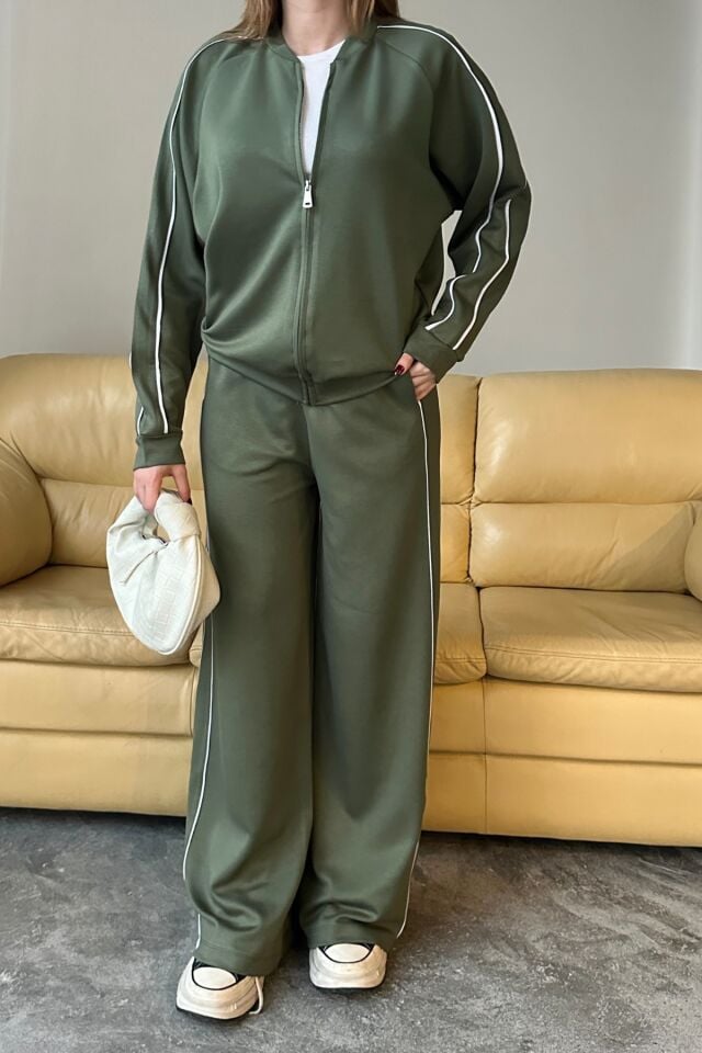 Balenbi Kadın Modal Kumaş Çift Biyeli Fermuarlı Takım 1127 Haki - XL