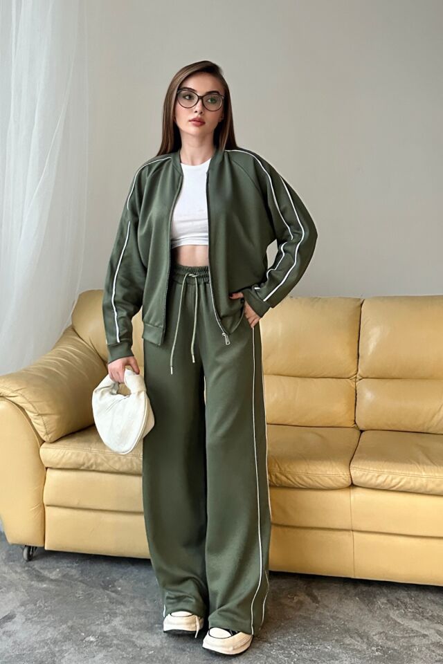 Balenbi Kadın Modal Kumaş Çift Biyeli Fermuarlı Takım 1127 XL - Haki