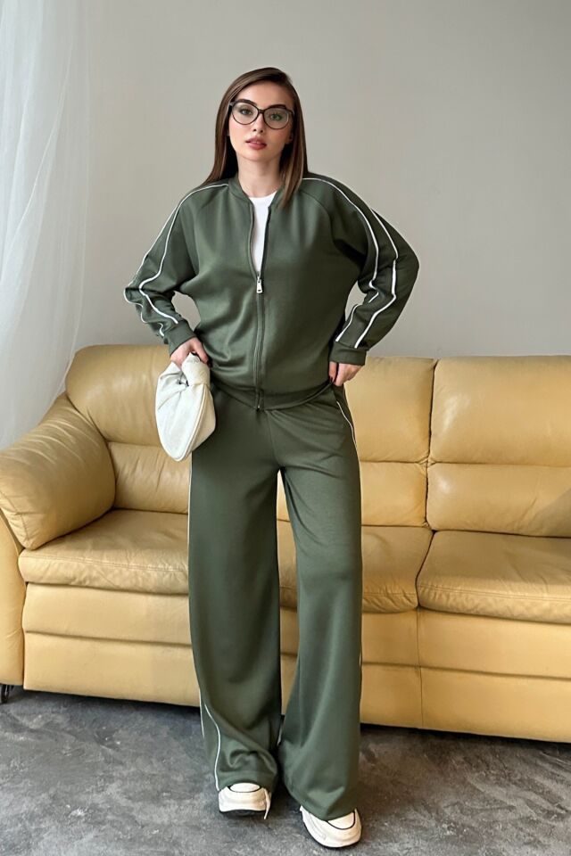 Balenbi Kadın Modal Kumaş Çift Biyeli Fermuarlı Takım 1127 XL - Haki