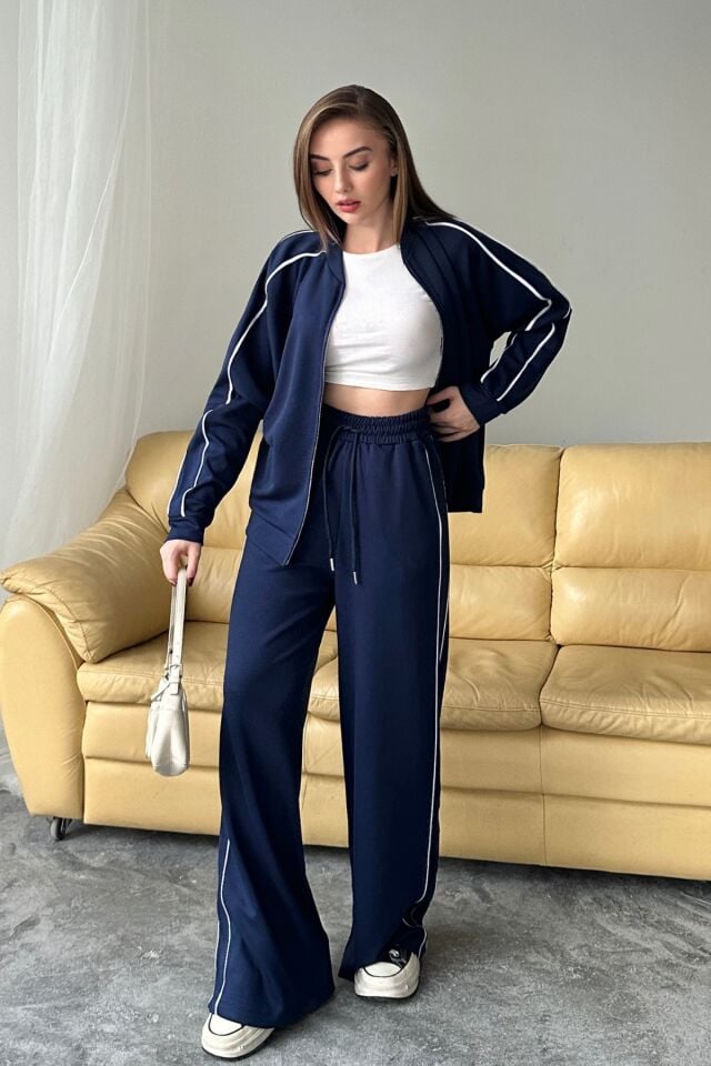 Balenbi Kadın Modal Kumaş Çift Biyeli Fermuarlı Takım 1127 XL - Lacivert