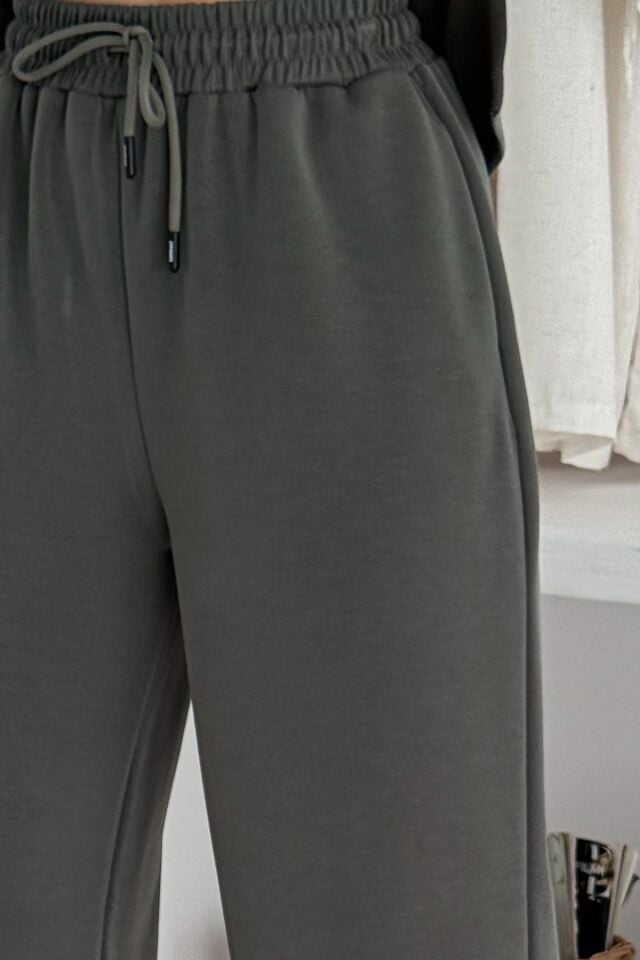 Balenbi Premium Modal Kumaş Bol Paça Palazzo Kadın Pantolon 1125 36 - Haki