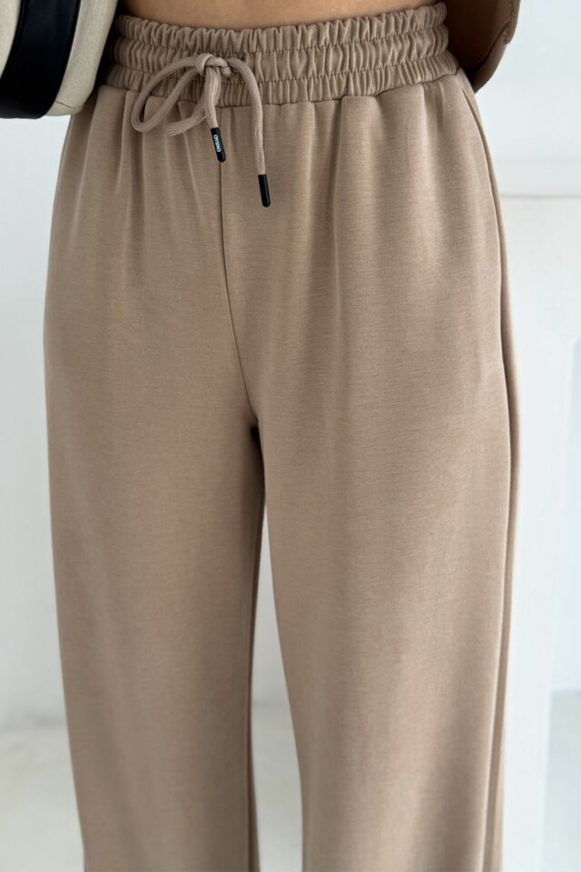 Balenbi Premium Modal Kumaş Bol Paça Palazzo Kadın Pantolon 1125 40 - Bej