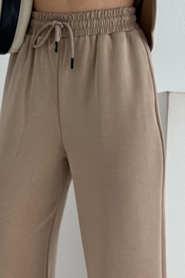 Balenbi Premium Modal Kumaş Bol Paça Palazzo Kadın Pantolon 1125 40 - Bej